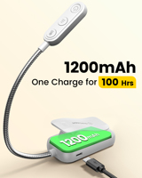 Lámpara de Lectura Portátil Flexible con 20 LED para el Cuidado de los Ojos, Recargable por USB de 1200 mAh, 90 Horas de Duración, con Clip para Libros, para Dormitorio, Venta al por Mayor