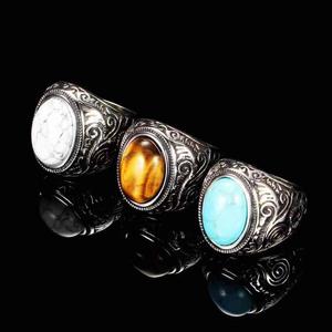 Wholesale Men's Jewelry Stainless Steel <strong>Rings</strong> Gemstone Class Oval <strong>tiger</strong> <strong>Eye</strong> <strong>Rings</strong> for Men - Product Image 1
