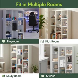 Librería Moderna Blanca SENYU con 9 Estantes, Diseño Modular para Sala de Estar, Muebles para Oficina en Casa - Product Image 5