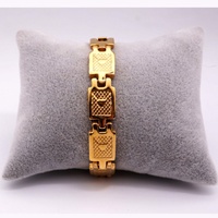 Parure bijoux acier inoxydable maillons carrés texture cœur plaqué or 18K, pour vendeurs de boutique cadeaux