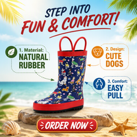 Bottes de pluie en caoutchouc pour enfants, fabrication OEM/ODM professionnelle, vente en gros, chaussures imperméables pour enfants, poignée portable, personnalisation de la marque