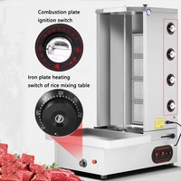 Machine à rôtir poulet au gaz verticale / Kebab vertical en acier inoxydable multi-épingles, chauffage uniforme, qualité alimentaire, facile à nettoyer