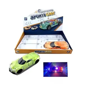 Child Play Competitive Game Toys Puzzle B/O Electric Universal Sound And Light Transparent Shell Sports Car Vehicle Toys For Kid