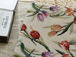 Tissu pour tapisserie de canapé, textile Jacquard en Polyester, brocart, tendance Europe, Vintage, Rose rouge, 2022