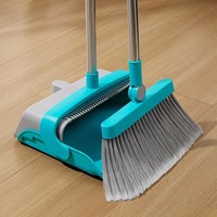 Ensemble de balais à raclette magiques et pelle à poussière Fournitures de nettoyage Balai à tête rotative à 180 degrés Bâton en acier inoxydable