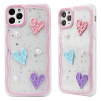 Offres Spéciales forros para celular Silicone PC fundas pour iphone coque de téléphone de luxe coeur perle décoration carcasas proitector