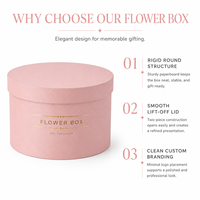 Juego de Cajas Redondas Rosadas de Lujo con Diseño Floral, 3 Piezas, Caja Cilíndrica con Estampado Dorado, Caja de Regalo Rígida de Cartón con Tapa