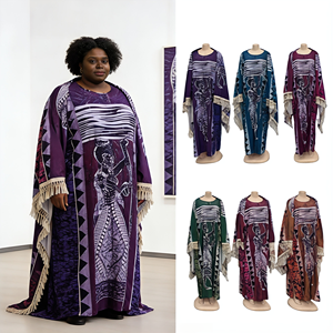 Wholesale Women Wear Satin Silk African Robe Muslim Sequin With Headbands African Evening Dress Loose Robe Maxi Dress for Women - Product Image 1