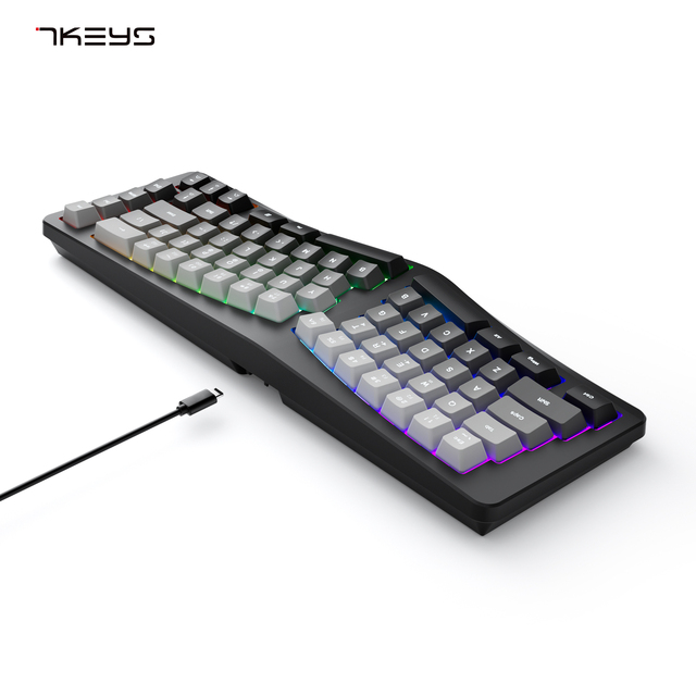 Mechanical Feel Split 69-Key Non-Programmable Gaming Keyboard Ergonomic Wired RGB Lighting Silent Operation USB Key Cable