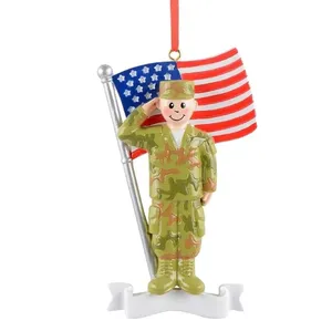 Personalized Flag Army Soldier 2024 Christmas ornaments.