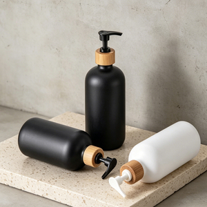 Anneau en bambou noir blanc shampooing en plastique bouteille vide matériau PET pour stocker le shampooing pour emballage cosmétique - Product Image 6