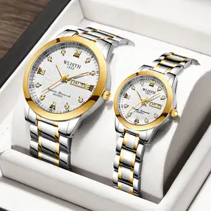 WLISTH 351 Luxury Couple Watches For Men Women Lovers Top Brand Quartz Watch Waterproof Wristwatch Date Clock