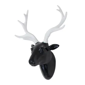 Atacado cabeça de animal estatueta de plástico-Cabeça de animal arte de parede, 10 "* 5" * 12 "cabeça de cervos arte de decoração resina