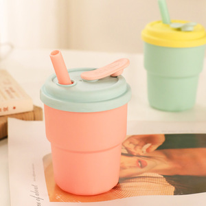Nouveau couvercle de tasse à paille en silicone tendance, isolation thermique, portable, qualité alimentaire, pour enfants, bébés, type paille, café applicable - Product Image 4