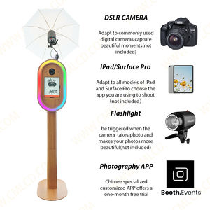 2025 Salsa Ovale Houtkleur Ipad Fotocabine Dslr Camera Instant Social Media Delen Voor Foto 'S En Video 'S Selfie Kiosk - Product Image 4