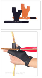 Sarung pelindung tangan kulit, sarung panahan berburu jari tradisional pelindung gigi 2 jari untuk kulit berburu tangan kiri - Product Image 5