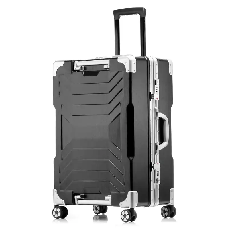 Suitcase Suitcase Luggage Manufacturer Luxury Aluminium Frame Abs+pc Suitcase Business Airport Metal Trolley Luggage With Tsa Lock