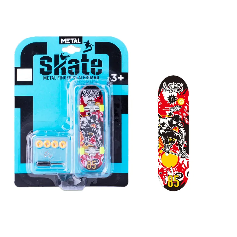 QS OEM High Quality Funny Fidget Fingerboard Penny Plastic Metal Mini Finger Skate Board Skateboard Novelty Toys For Kids