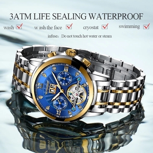 ลดลงการจัดส่งสินค้าหรูหรากลอัตโนมัติกลวงออกนาฬิกาขนาดใหญ่หน้าปัด3บาร์กันน้ำเรืองแสง2023นาฬิกาแฟชั่นผู้ชายใหม่ - Product Image 4