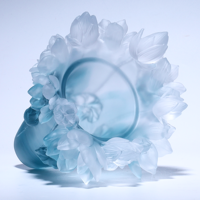 Vas Kaca Teratai Biru Elegan Grosir Pabrik, Dapat Digunakan Sebagai Tempat Bakhoor untuk Aroma Rumah Majlis Arab