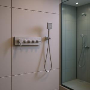 Système de douche mural effet pluie avec 3 jets latéraux et douchette à main chromée – Ensemble de quincaillerie de salle de bain - Product Image 2