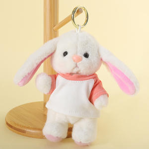 Portachiavi Peluche Coniglietto Personalizzato con Logo, Morbido Coniglio Bianco Soffice con il Tuo Design per Regali Promozionali - Product Image 1