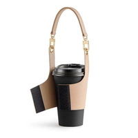 Housse de tasse à café ou à thé portable avec protège-poignet en PU, taille réglable, fermeture à bande magique, couleur et logo personnalisables, pour femme