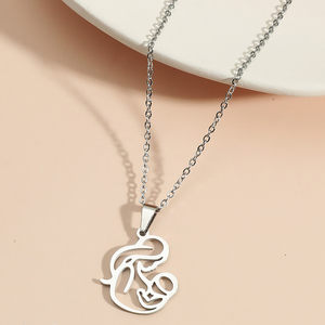 <span class=keywords><strong>Collana</strong></span> Madre che Abbraccia il <span class=keywords><strong>Bambino</strong></span>, Ciondolo in Acciaio Inossidabile, Gioiello di Moda per Donne, Regalo per la Festa della Mamma, Simbolo di Gratitudine - Product Image 5