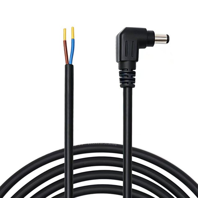 3M 20AWG 90 Degree Right Angle DC 5.5mm X 2.1mm Male Plug Power Pigtail Wire for Camera Use