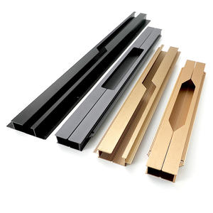 Poignée invisible en alliage d'aluminium moderne en forme de U pour armoires et placards de chambre à coucher, cuisine et salle de bain - Conception intégrée à fentes - Product Image 1