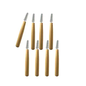 Escova interdental de cabo de madeira de bambu eco-amigável, entre escova de fio dental, ferramenta de limpeza dos dentes