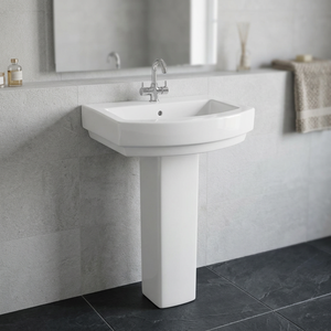 Goodone Round Ceramic Wash Basin with <b>Full</b> Pedestal 12L Capacity Modern Bathroom Sink - Product Image 4