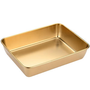 Plateau rectangulaire doré pour le rangement, plateau <span class=keywords><strong>à</strong></span> <span class=keywords><strong>tiramisu</strong></span>, plateau <span class=keywords><strong>à</strong></span> gâteau, moule <span class=keywords><strong>à</strong></span> pain, plaque de cuisson en acier inoxydable argenté, plaque <span class=keywords><strong>à</strong></span> griller pour barbecue, plateau <span class=keywords><strong>à</strong></span> collation - Product Image 2