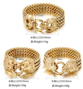 Pulsera de malla de hip hop, brazalete de lobo negro, acero inoxidable <span class=keywords><strong>2022</strong></span>, novedad de 316 - Product Image 6