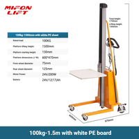 MIFONLIFT Mini gerbeur semi-électrique portable avec hauteur de levage de 1500 mm, 1700 mm, 2000 mm, capacité de 100 kg