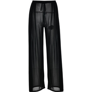 Elegant Women's Straight Leg Chiffon Pants Slim Waist See Through Mesh Long Casual Pants Summer Style - Product Image 5