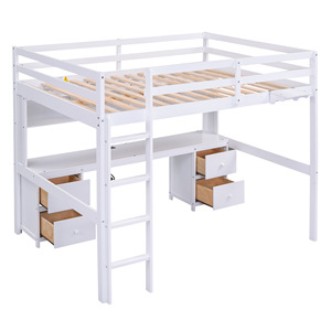 Lit de dortoir avec bureau et étagère, rangement blanc pour chambre à coucher, enfants, adultes, personnes âgées - Product Image 5