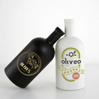 Bouteilles d'huile d'olive en verre noir mat de haute qualité 500 ml 50 cl, bouteille d'huile d'olive blanche givrée mate avec bouchon en liège, fabricant