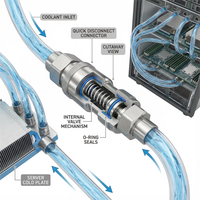 Connecteur à déconnexion rapide en acier inoxydable 316L de précision, système de refroidissement liquide pour serveur de centre de données, services de fraisage CNC personnalisés