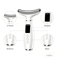 Masajeador de Cuello Reafirmante ABS con Calor y Vibración |   Modo dual cálido/frío |   Dispositivo Portátil de Lujo para el Cuidado de la Piel, Compatible con la UE