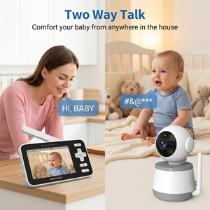 กล้องวงจรปิดสำหรับเด็ก Tuya Smart WiFi  หน้าจอ IPS 720P ขนาด 5.5 นิ้ว พร้อมระบบตรวจจับความเคลื่อนไหวด้วย AI และระบบตรวจจับเสียงร้องเพื่อปลอบประโลมลูกน้อยของคุณ - Product Image 4