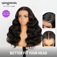 Perruque sans colle, pré-épilée, pré-coupée, densité 210%, pour femme, avec cordon de serrage, cheveux de bébé, prête à porter, ondulations naturelles, 20 pouces, non-lace, Chine