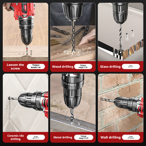 Şarj Edilebilir Lityum Pil Tabanca Matkabı Elektrikli Tornavida Fırçasız Motor Değişken Hızlı Ev Tipi Alet Seti OEM Taşıma Çantası - Product Image 4