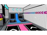 Parc de trampolines commercial en PVC coloré avec cadre en acier galvanisé durable pour grands projets de centres commerciaux