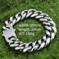 Grand bracelet à maillons en acier inoxydable pour homme, chaîne à maillons cubains Miami lourds, bracelets de motard pour grand poignet 8mm 9.5 pouces