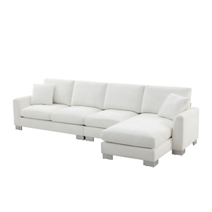 Modern Luxury 5-Seater L-Shaped Sectional <b>Sofa</b> <b>Bed</b> Oversized Chenille Indoor Furniture 2 Free Pillows for Living Room Apartment - Product Image 2
