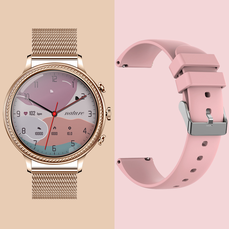 Acero dorado + silicona rosa