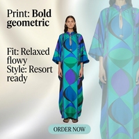 Nouvelle Robe Courte Vintage Imprimée à Lacets et Manches Longues Taille Haute pour Femme, Été 2026, en Polyester Spandex Antistatique