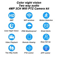 Caméra sans fil double écran 4MP 2ch ptz routeur sans fil connexion wifi Vision nocturne couleur Kit caméra audio bidirectionnel