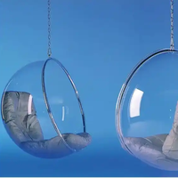 Extérieur intérieur Mobilier moderne unique Balançoire transparente en acrylique Boule suspendue Oeuf Bulle Chaise Salon Balançoire Chaise